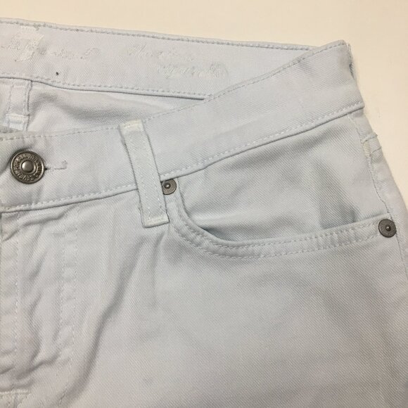 7 FOR ALL MANKIND Very Light Blue The Slim Cigarette 5 Pocket Logo Buttons Jeans - Picture 5 of 16